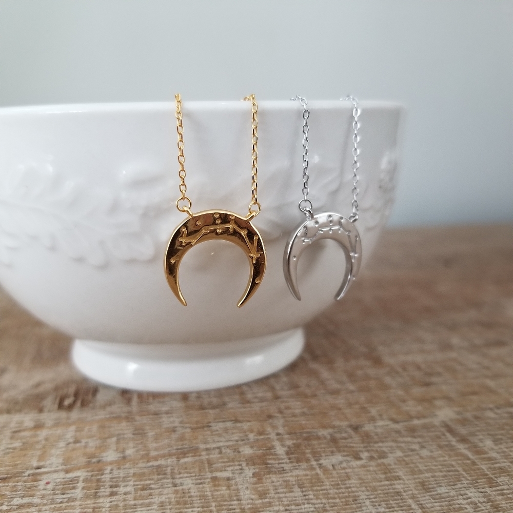 14k Gold or Sterling Crescent Moon Necklace